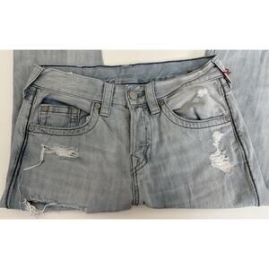 True Religion Dean No Flap Jeans Mens 29 Distressed Light Wash Slim Fit